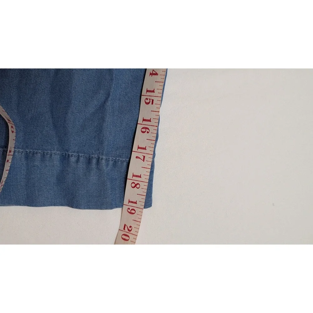Habitual Kid Girls Denim Jumpsuit‎ Medium Stone Blue Wide Leg Tie Back Size 7-8